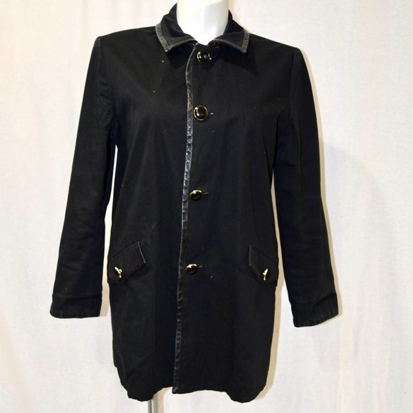 JONES NEW YORK VTG Leopard print double sided  black coat Women's size Large - Picture 4 of 8